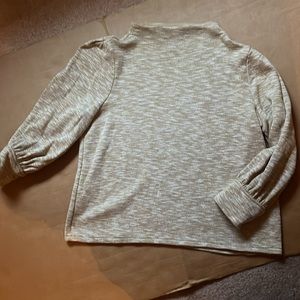 Madewell cotton sweater size L with slash neck, slightly puffed shoulder/sleeve
